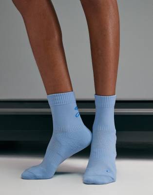 4505 - Lot de 2 paires de chaussettes de course de qualité supérieure avec soutien au niveau de la voûte plantaire et fini antibactérien - Bleu ciel