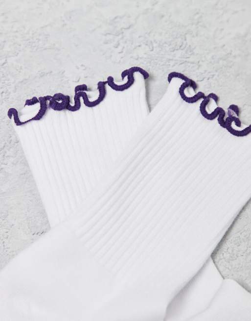 4505 - Lot de 2 paires de chaussettes de pilates antidérapantes à bordures ondulées - Violet, 3 de 3
