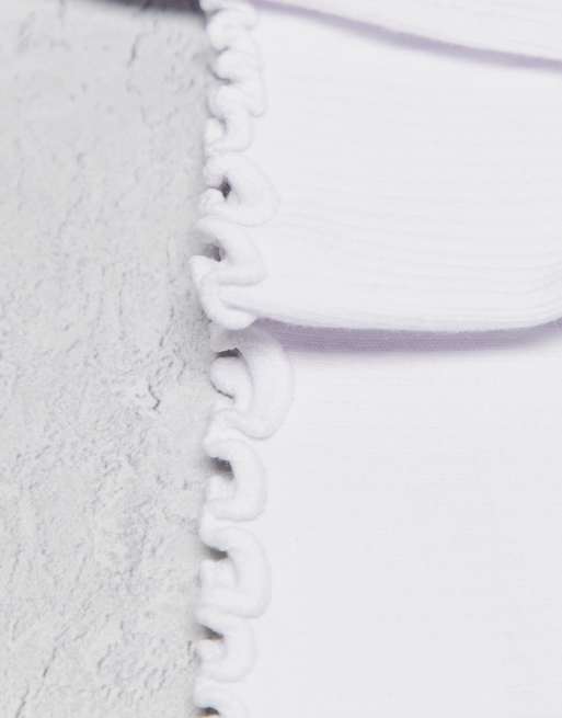 4505 - Lot de 2 paires de chaussettes de pilates antidérapantes avec bordures ondulées - Blanc, 3 de 3