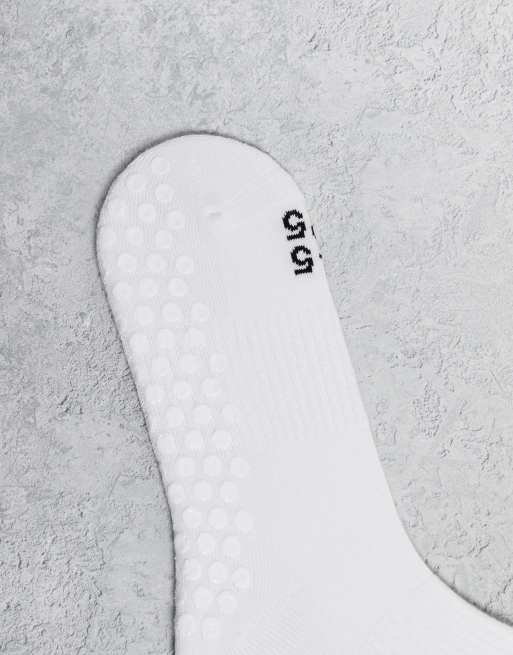 4505 - Lot de 2 paires de chaussettes de pilates antidérapantes avec bordures ondulées - Blanc, 2 de 3