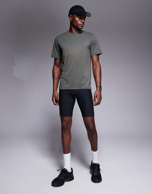 4505 - Lot de 2 t-shirts de sport à séchage rapide avec logo - Kaki et gris, 3 de 4