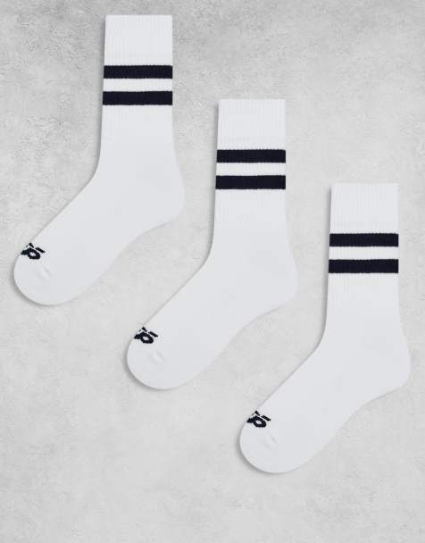 4505 - Lot de 3 paires de chaussettes à 2 bandes marine foncé à séchage rapide - Blanc - view 1