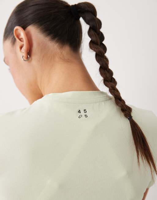 4505 - Lysegrøn tætsiddende hverdags-T-shirt i bomuld med hurtigttørrende finish, 3 af 4