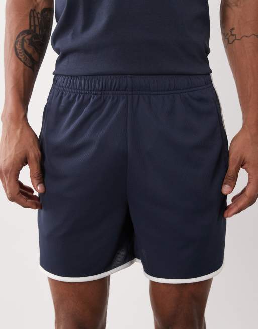 4505 – Marinblå, snabbtorkande träningsshorts på 13cm i mesh och retrostil, 5 av 5