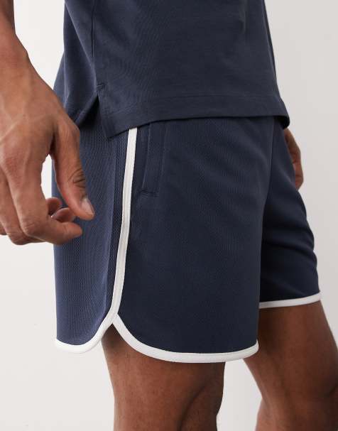 4505 - Marineblå 5-tommers træningsshorts i hurtigttørrende mesh med retrodesign - view 1