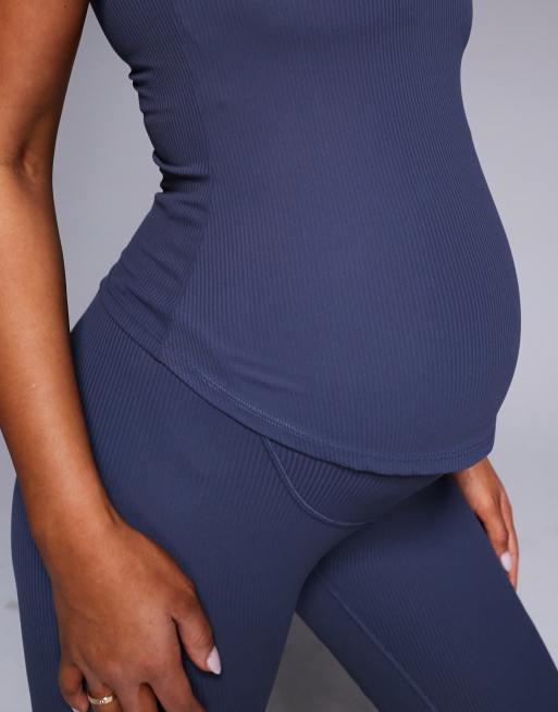 4505 Maternity - Canotta morbida al tatto a coste grigio blu con reggiseno interno , 4 di 4