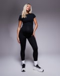 [ASOS] 4505 Maternity Icon active bum sculpt high waist gym leggings with inner pocket in black 8 Black