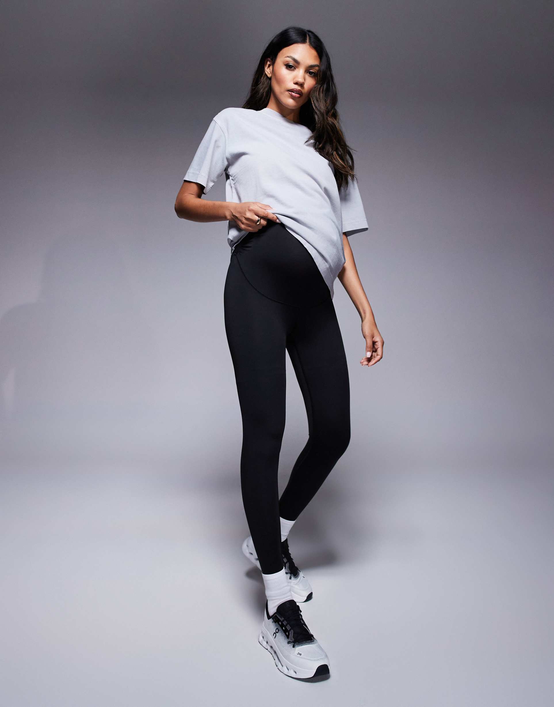 4505 maternity icon active bum sculpt high waist gym leggings with inner pocket in black