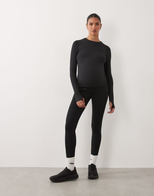 4505 Maternity - Icon Active - Leggings da palestra a vita alta neri modellanti sul retro con tasca interna, 2 di 5