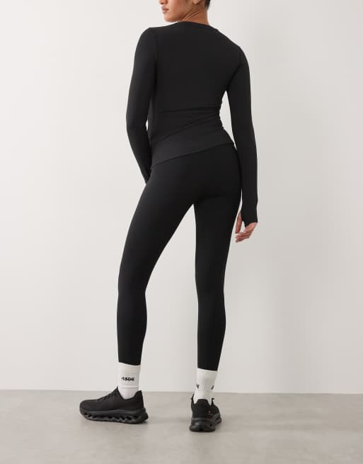 4505 Maternity - Icon Active - Leggings da palestra a vita alta neri modellanti sul retro con tasca interna, 5 di 5