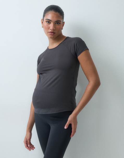 4505 Maternity Icon active quick dry slim fit t-shirt in charcoal - view 1