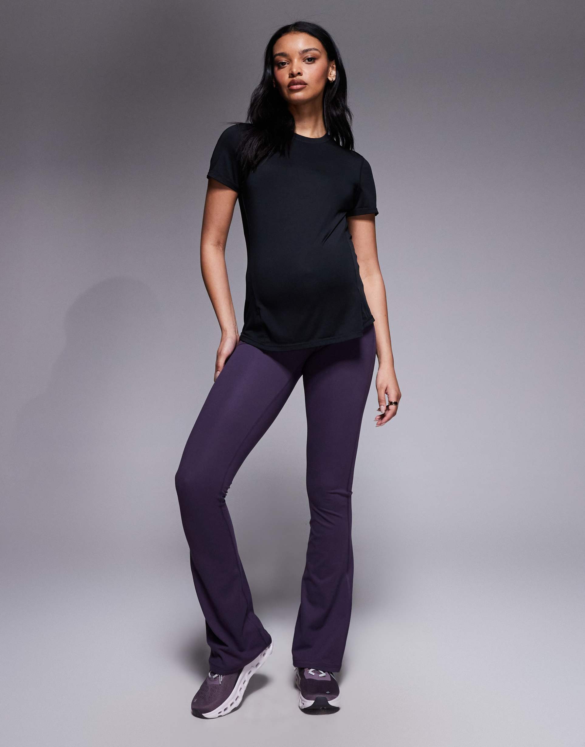4505 maternity icon soft touch high waist slim kick yoga leggings in heather