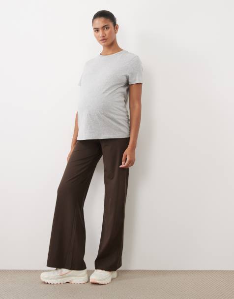 4505 Maternity Icon soft touch high waist wide leg dance pant in chocolate - view 1