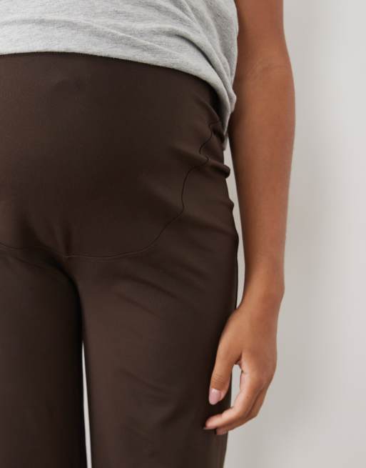 4505 Maternity Icon soft touch high waist wide leg dance pant in chocolate, 3 of 5