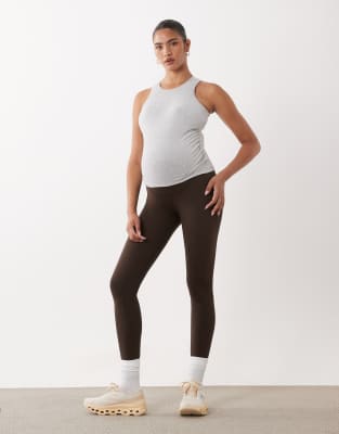 4505 Maternity Icon Soft Touch High Waist Yoga Legging In Brown