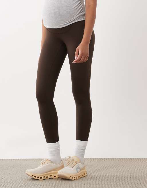 4505 Maternity Icon soft touch high waist yoga legging in chocolate, 2 of 5
