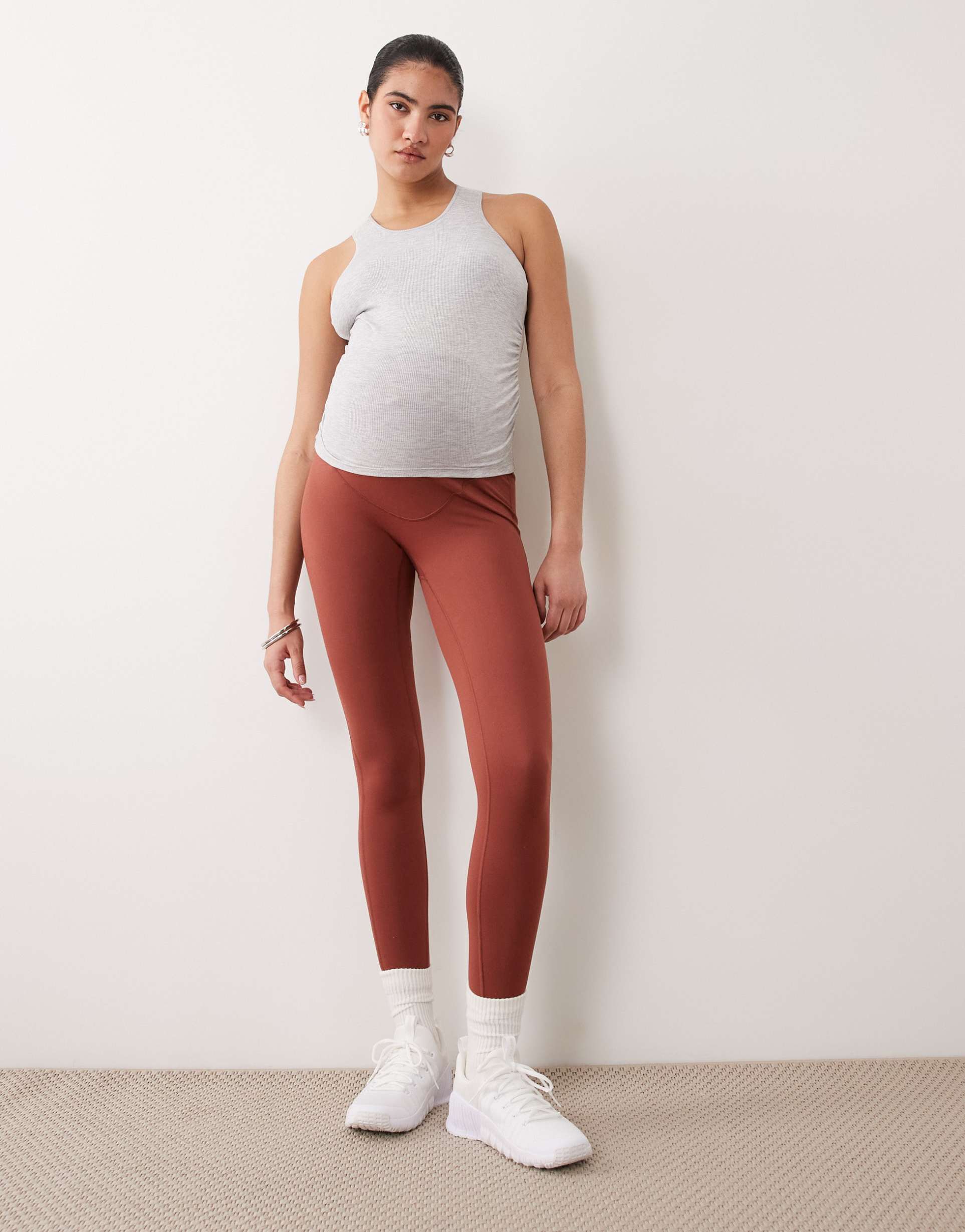 4505 maternity icon soft touch high waist yoga leggings in amber