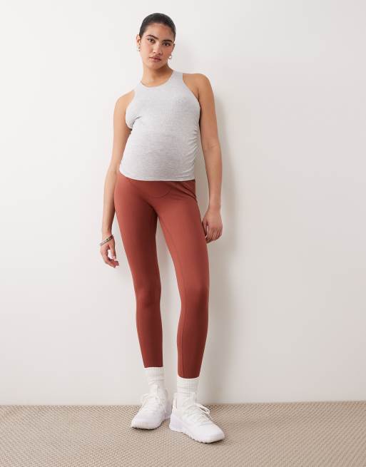 4505 Maternity Icon soft touch high waist yoga leggings in amber, 2 of 5
