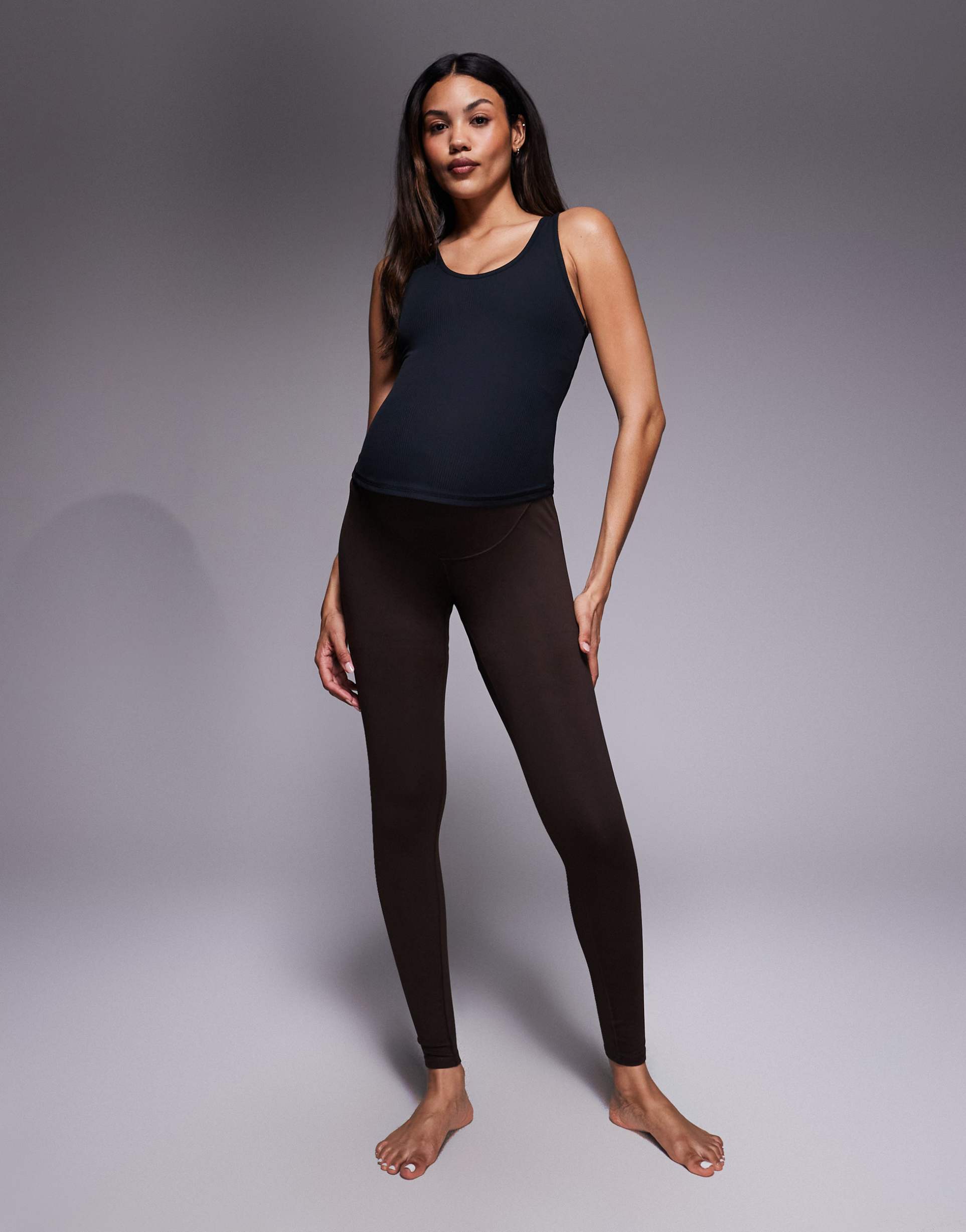 4505 maternity icon soft touch high waist yoga leggings in brown