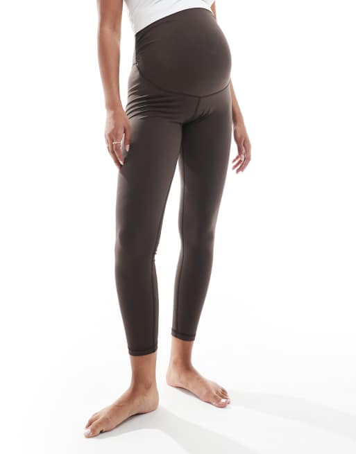 4505 Maternity Icon soft touch high waist yoga leggings in chocolate, 3 of 5