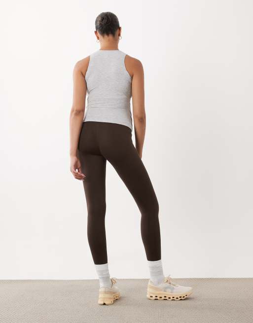 4505 Maternity Icon soft touch high waist yoga leggings in chocolate, 4 of 5