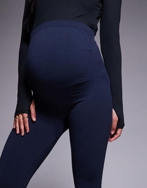 4505 – Maternity – Indigoblå, skulpterande gymleggings i seamless design med hög midja, 3 av 5
