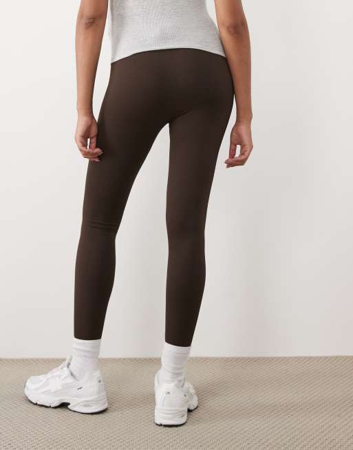 4505 Maternity legging de sport sans coutures à taille haute en baby rib chocolat, 4 de 5