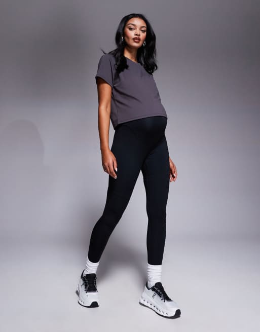 4505 Maternity - Leggings modellanti sul retro da palestra neri con tasca interna 