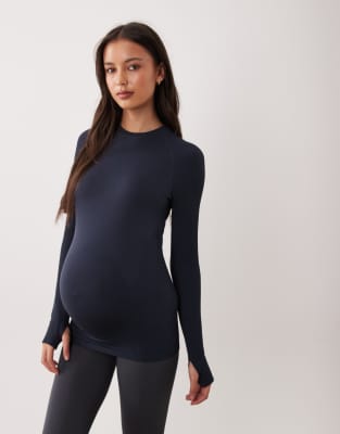 4505 Maternity Sculpting Seamless Long Sleeve Top In Blue