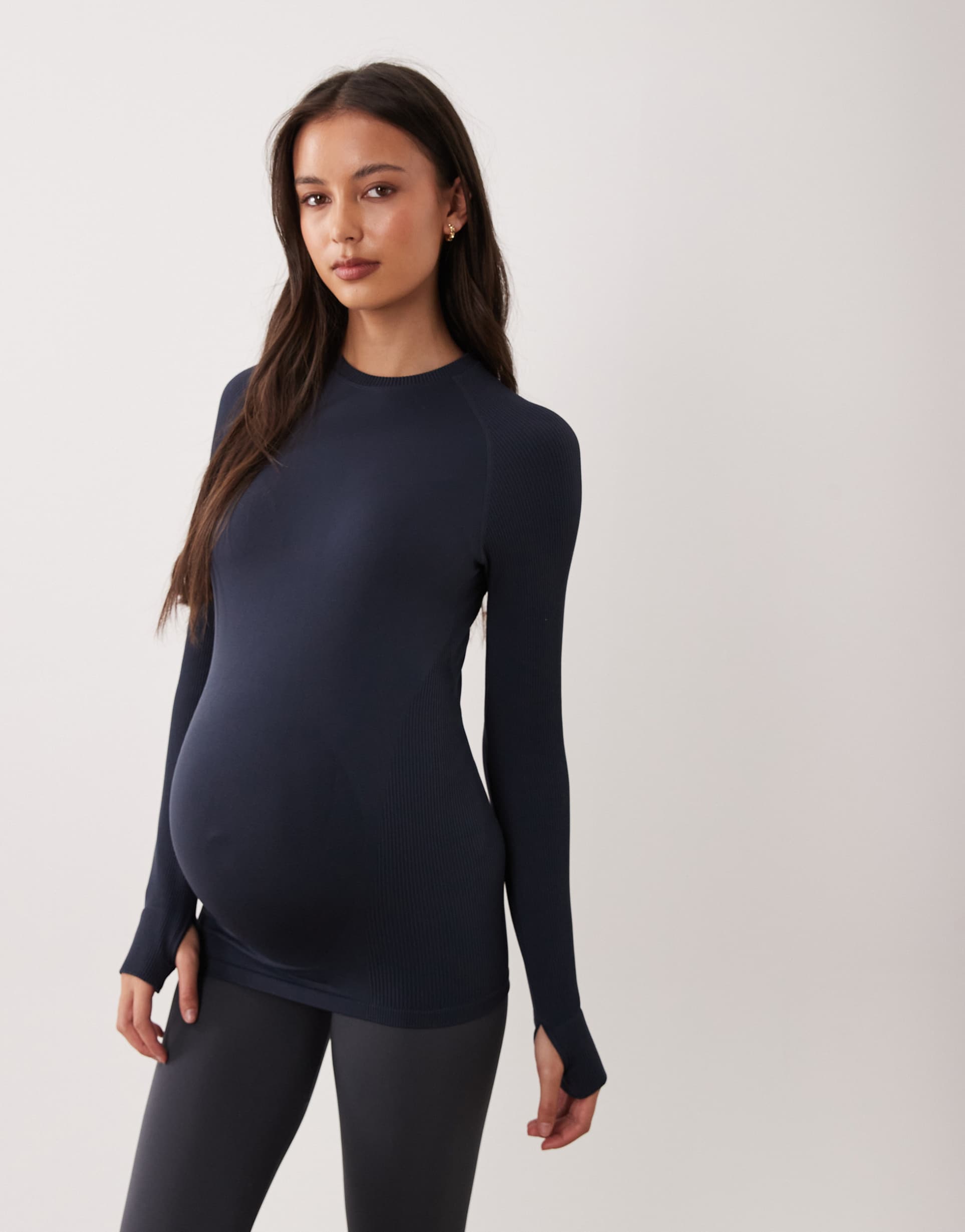 4505 maternity sculpting seamless long sleeve top in indigo