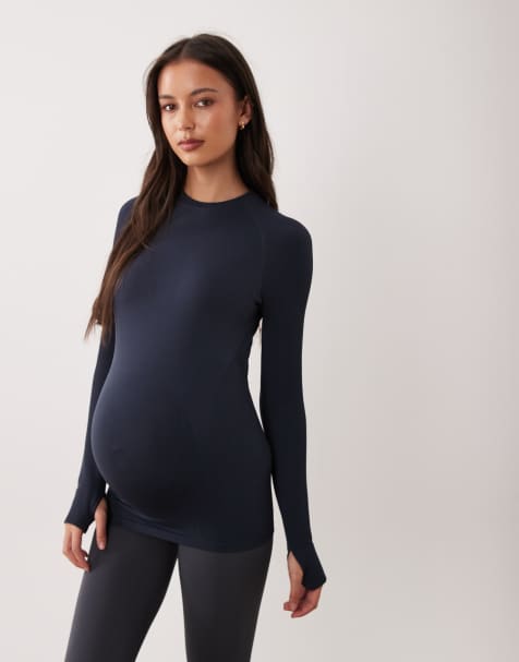 4505 Maternity sculpting seamless long sleeve top in indigo