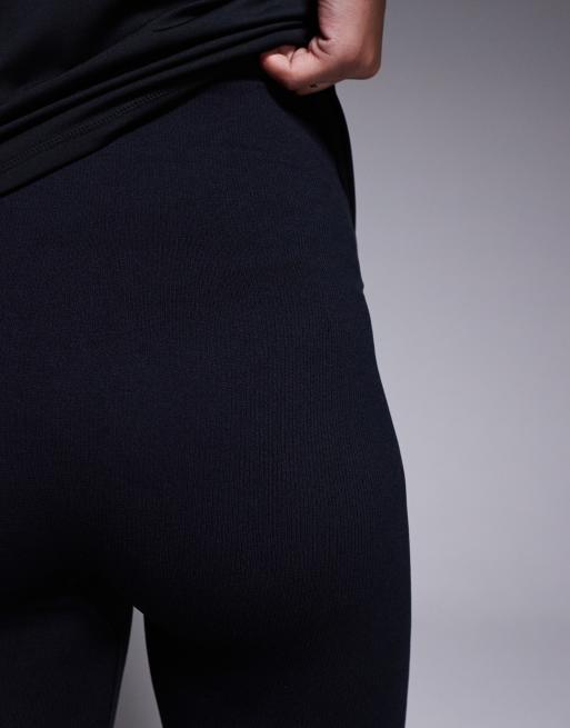 4505 Maternity - Sømløse og ribstrikkede sorte trænings-leggings med høj talje, 5 af 5