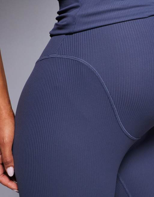 4505 Maternity soft touch rib high waist gym legging in blue gray , 4 of 5