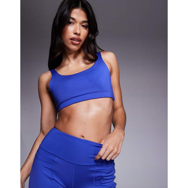 4505 medium support running bra with removable padding in cobalt