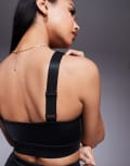 [ASOS] 4505 medium support sports bra with adjustable straps in black high shine 8 Black high shine