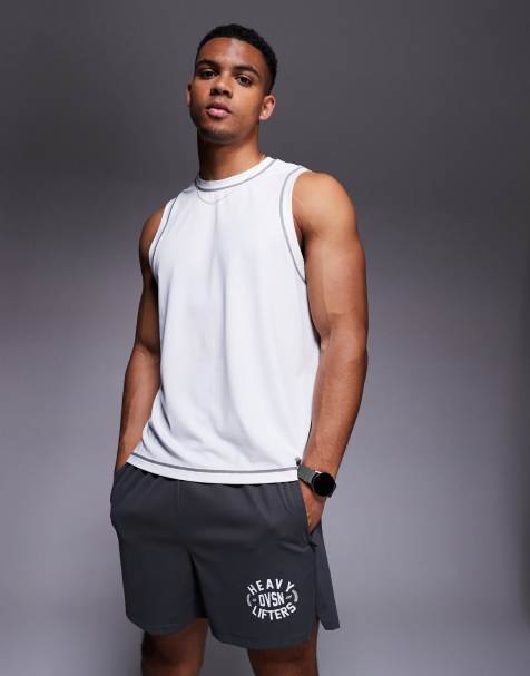 4505 mesh drop armhole singlet with contrast seams in white - view 1