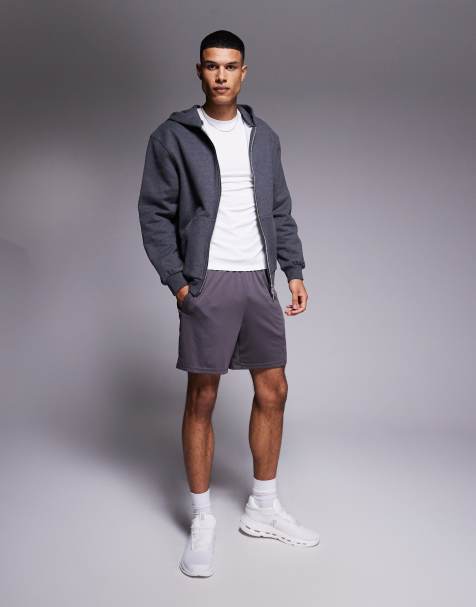 4505 mesh panel training short in charcoal - view 1