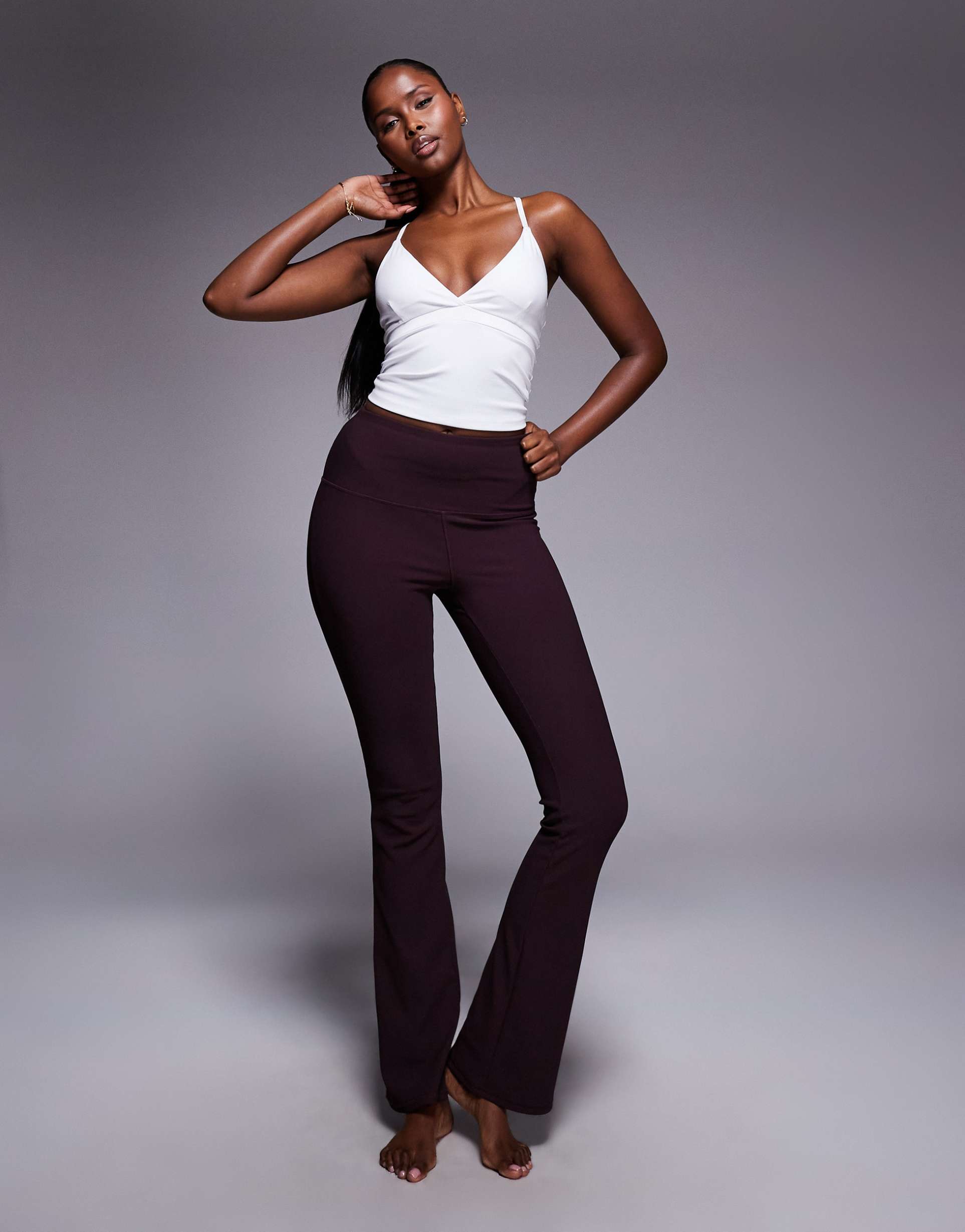 4505 micro rib knit slim kick high waist yoga leggings in fig