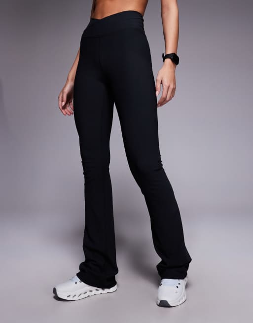 4505 micro rib wrap waist slim kick yoga leggings in black, 3 of 5