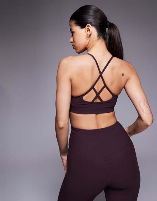 4505 micro ribbed light support strappy sports bra with removeable padding in fig, 4 of 4