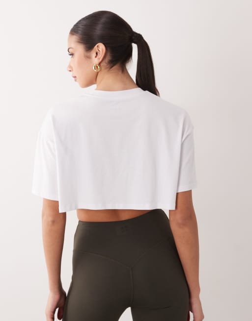 4505 modal blend ultra soft cropped performance t-shirt in white, 4 of 4
