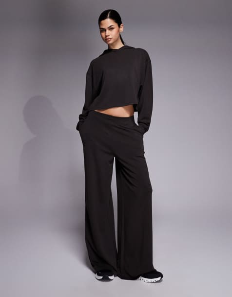 4505 modal blend ultra soft wide leg clean front dance pants in mocha - view 1