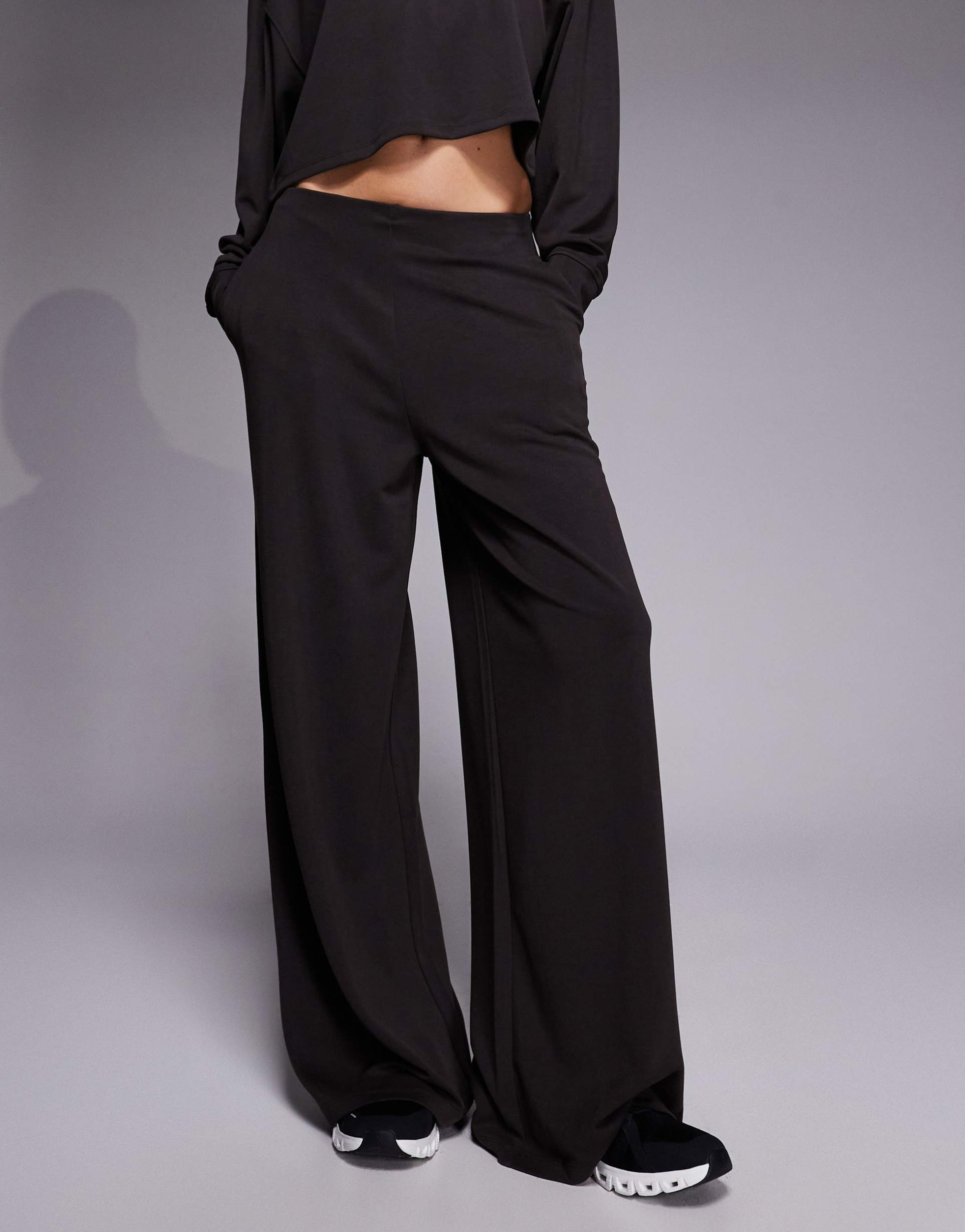 4505 modal blend ultra soft wide leg clean front dance pants in mocha