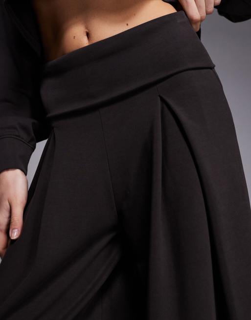 4505 modal blend ultra soft wide leg dance pant with fold over waist in mocha, 5 of 5