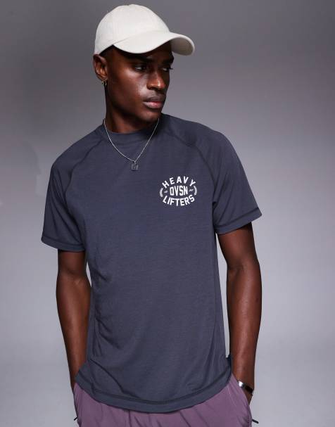 4505 – Mörkgrå tränings-t-shirt i snabbtorkande jersey och oversize med tryck framtill - view 1