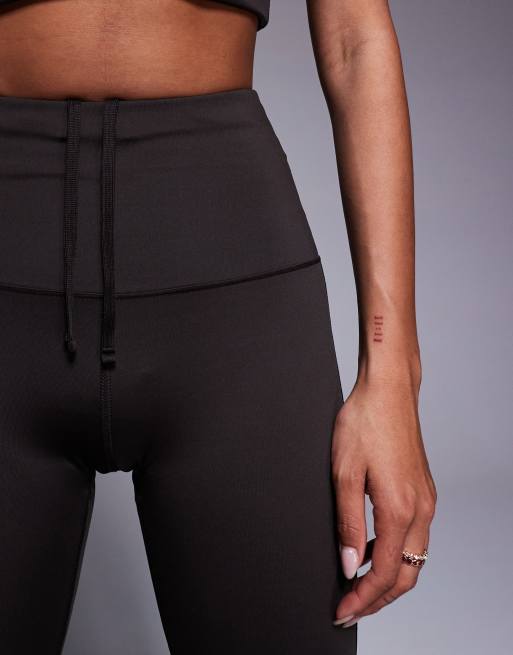 4505 - Mørk chokoladebrune leggings med høj talje og telefonlomme med lynlås , 5 af 5