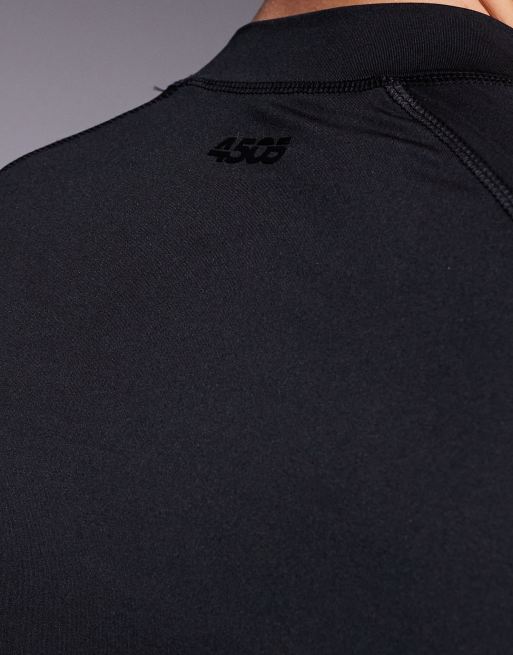 4505 muscle fit seam detail quick dry base layer top with mock neck in black, 3 of 4