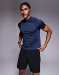 [ASOS] 4505 muscle fit seam detail quick dry training base layer with mock neck in navy M Navy
