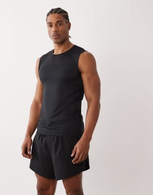 4505 Muscle Fit Training Tank Top With Quick Dry Finish In Black