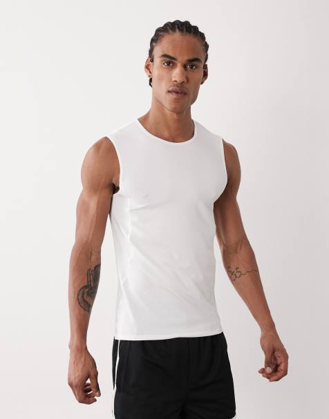 4505 muscle fit training tank top with quick-dry finish in white - view 1